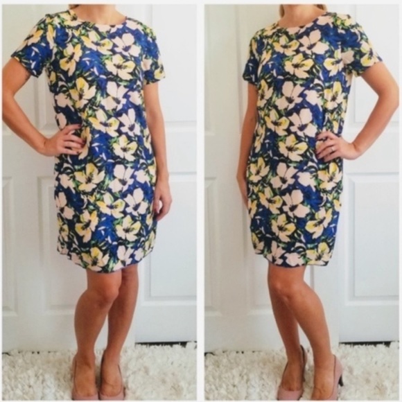 J.Crew Factory Floral Gallery Shift Dress Size 2P - Picture 1 of 9